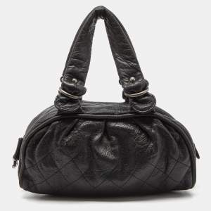 Pre Owned Chanel Black Quilted Leather Le Marais Bowler Bag