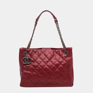 Pre Owned Chanel Red Small Caviar City Shopper