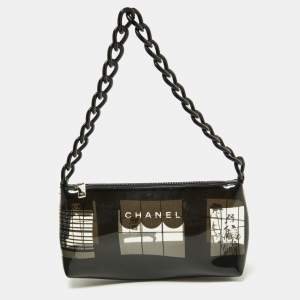 Pre Owned Chanel Black Vinyl Maison Coco Window Bag