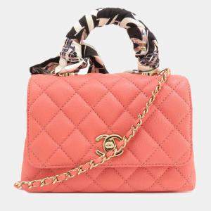 Chanel Pink Caviar Leather Coco Top Handle Bag 