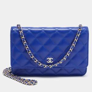 Chanel Blue Quilted Leather WOC Bag