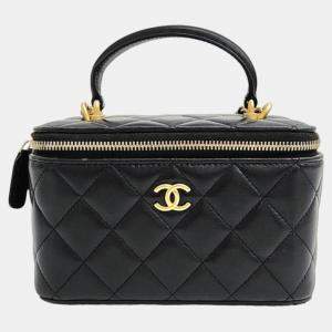 Pre Owned Chanel Lambskin Top Handle Vanity Bag