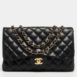 Chanel Black Quilted Leather Jumbo Classic Single Flap Bag