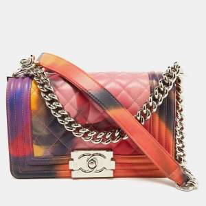 مملوكة مسبقًا Chanel Multicolor Quilted Leather Small Flower Power Boy Bag