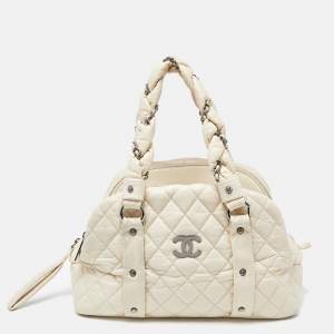 Pre Owned Chanel Beige Quilted Leather Lady Braid Bowler Bag