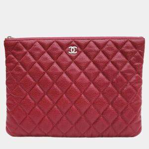 Chanel Red Leather CC Clutch
