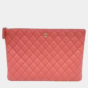 Chanel Red Caviar Large Clutch