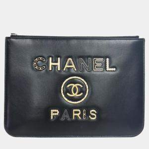 Chanel Black Leather 19 Clutch Bag 