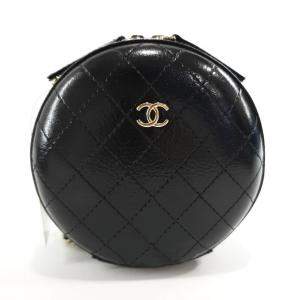 Pre Owned Chanel Black Patent Leather Round CC Chain Shoulder Bag