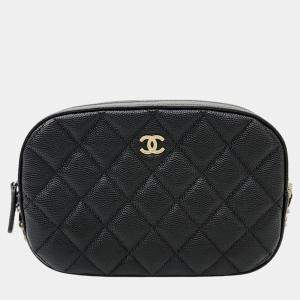 Chanel Black Caviar Leather CC Camera Shoulder Bag