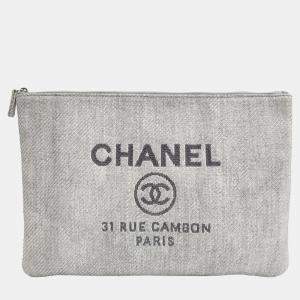 Pre Owned Chanel Denim Deauville Large Clutch Bag