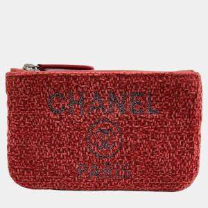 Chanel Red Lurex Boucle Mini Deauville Pouch 