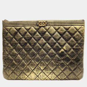 Pre Owned Chanel Caviar Boy Clutch New Medium