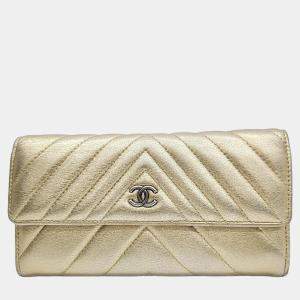 Chanel Gold  chevron long wallet