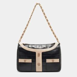 Pre Owned Chanel Black/Beige Choco Quilted Leather Mademoiselle Jacket Shoulder Bag