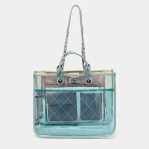 Pre Owned Chanel Multicolor Quilted PVC and Leather Medium Coco Splash Shopping Tote