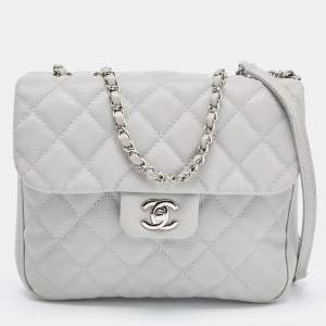 Pre Owned Chanel Grey Caviar Leather Medium Urban Companion Flap Bag