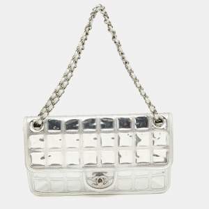 Pre Owned Chanel Silver Bar Quilted PVC and Leather CC Ice Cube Flap Shoulder Bag