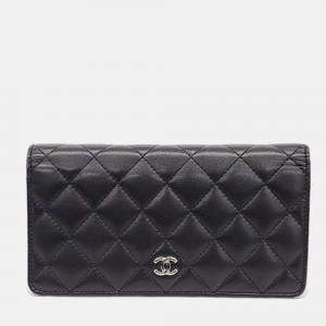 Chanel Black Lambskin Long Wallet  