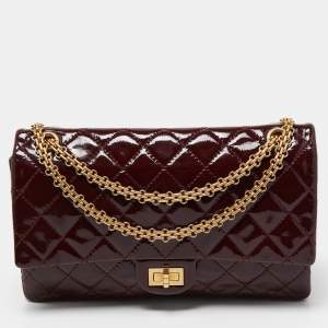 Pre Owned Chanel Red Quilted Patent Leather Classic 226 Reissue 2.55 Flap Bag