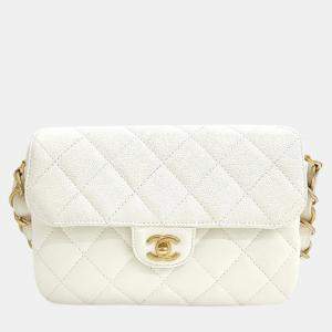 Chanel Cream Leather Chain Flap Bag