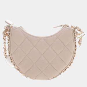 Chanel Light Beige Leather Mini Hobo Bag