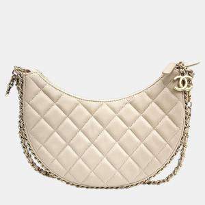 Chanel Beige Leather Small Hobo Bag