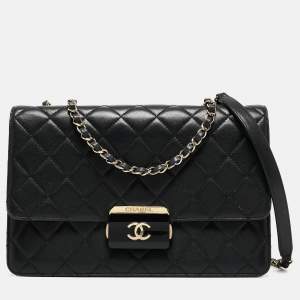 Pre Owned Chanel Black Quilted Leather Beauty Lock Flap Bag