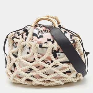 Chanel Multicolor Printed Fabric and Rope Shopper Tote