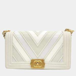 Pre Owned Chanel Chevron Boy Bag Medium