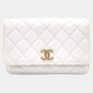 Chanel White Lambskin Classic Mini Crossbody Bag