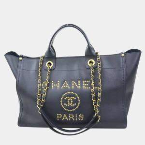 Chanel Blue Leather Large Deauville Totes