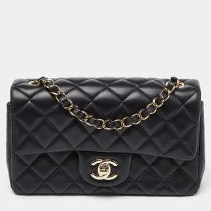 Chanel Black Quilted Leather New Mini Classic Single Flap Bag