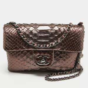 Pre Owned Chanel Bronze Python CC Flap Chain Bag