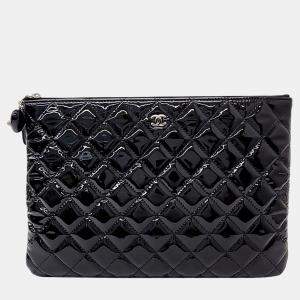 Pre Owned Chanel Camellia Patent Clutch Neodium
