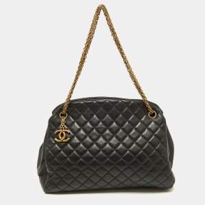 Pre Owned Chanel Black Quilted Leather Just Mademoiselle Bowler Bag