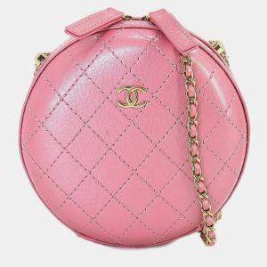 Chanel Pink Metallic Leather Round shoulder Bag