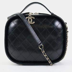 Chanel Black Leather Vanity Case Bag