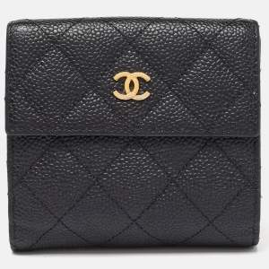 Chanel Black Caviar Leather CC Small Flap Wallet