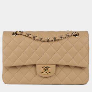Chanel classic double flap nude caviar leather GHW medium Bag