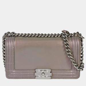 Chanel Grey Leather Medium Reverso Boy Bag