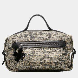 Chanel Beige/Black Tweed Clover Handbag
