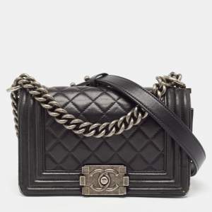 Chanel Black Quilted Leather Small Boy Bag