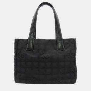 Pre Owned Chanel Black Canvas New Travel Line Tote PM Bag