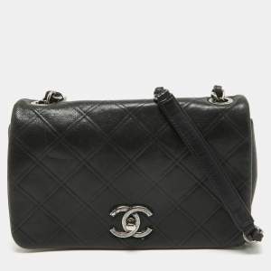 Pre Owned Chanel Black Quilted Leather New Chic Flap Bag
