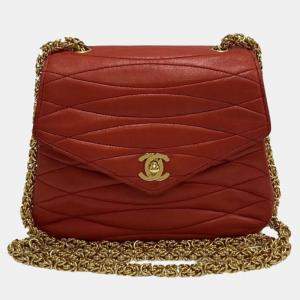 CHANEL Red Lambskin Coco Mark Turnlock Mini Shoulder Bag  