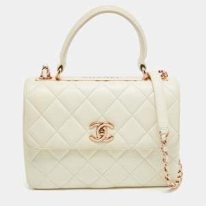 Chanel Off White Quilted Leather Small Trendy CC Flap Bag