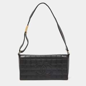 Chanel Black Chocolate Bar Leather Vintage Flap Bag