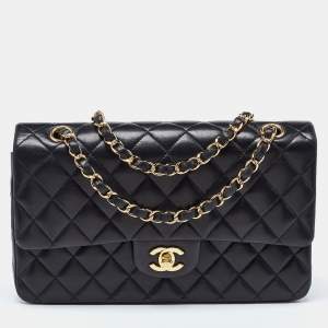 Pre Owned Chanel Black Quilted Leather Medium Classic Double Flap Bag