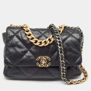 Chanel Black Quilted Leather Large 19 Flap Bag
